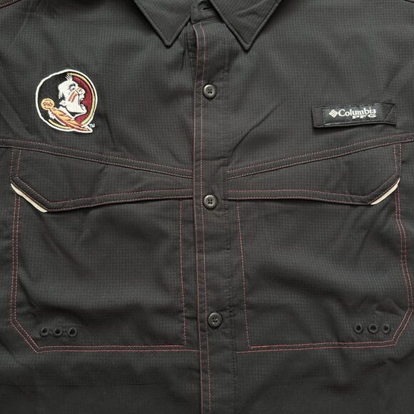 Columbia PFG Florida State Seminoles Fishing Shirt Mens L Black Omni-Shade FSU - Picture 4 of 8
